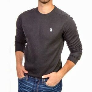 US POLO ASSN Mens Crewneck Solid Long Sleeve Shirt